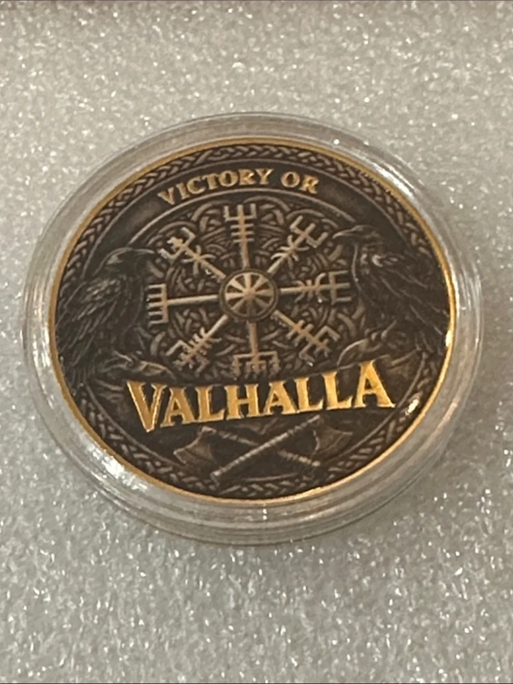 Viking Warrior Challenge Coin - Bronze and Gold Tone